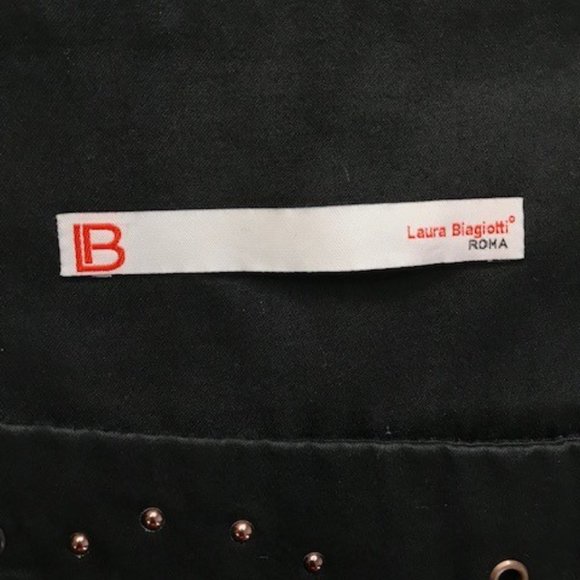 Laura Biagiotti Roma Black Side Zip Bootcut Pants Decorated Waist Italy Size 8 - Picture 8 of 9